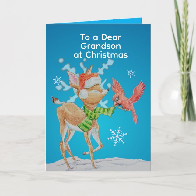 Cartão Personalized Grandsons Christmas Card  (Frente)