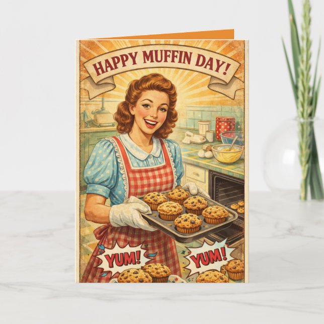 Cartão Personalized Happy Muffin Day Greeting Card (Frente)