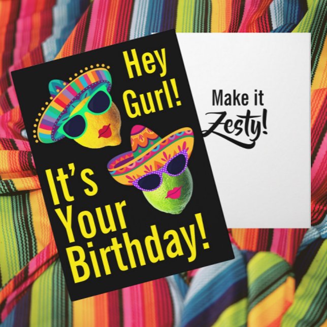 Cartão Personalized Hey Gurl Funny Lemon Lime (Personalize it!)