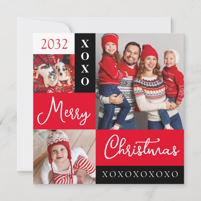 Cartão Personalized Holiday Photo Collage (Frente)
