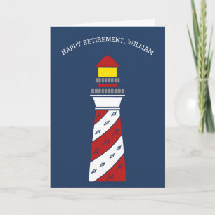 Cartão Personalized Lighthouse Nautical Custom Retirement