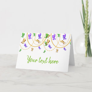 Cartão personalized mardi gras carnival confetti fun