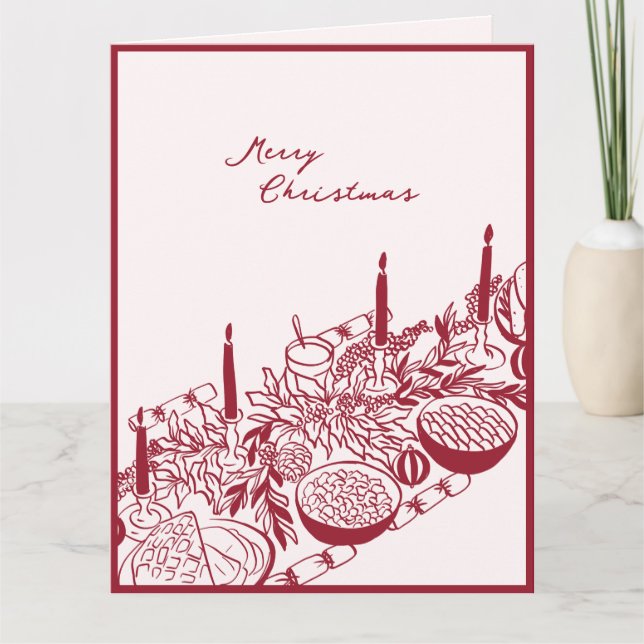 Cartão Personalized Merry Christmas Table Minimal Design (Frente)