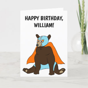 Cartão Personalized Mexican Luchador Bear Birthday