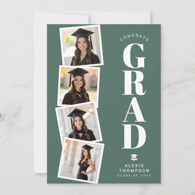 Cartão Personalized Modern School College Graduation  (Frente)