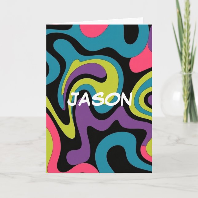 Cartão Personalized Neon Abstract Pattern — Retro Design (Frente)