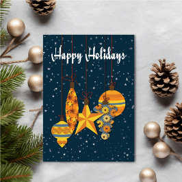 Cartão Personalized Orange Ornaments Holiday Card