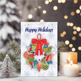 Cartão Personalized Ornament Wreath Holiday