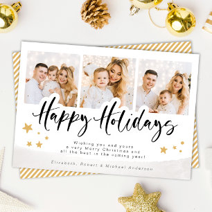 Cartão Personalized Photo Happy Holidays Christmas