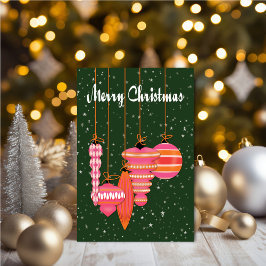 Cartão Personalized Pink Ornaments Christmas