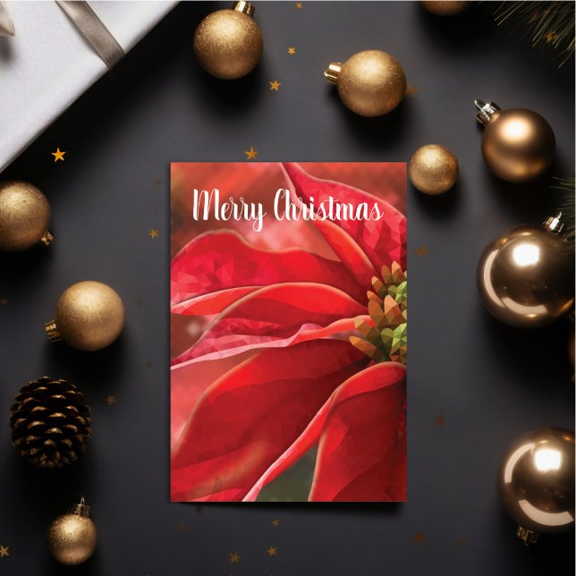 Cartão Personalized Red Poinsettia Christmas (Personalize your holiday greetings this year.)