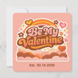 Cartão Personalized Retro Groovy Love Editable Date & Mes