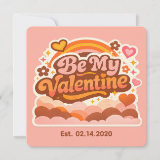 Cartão Personalized Retro Groovy Love Editable Date & Mes