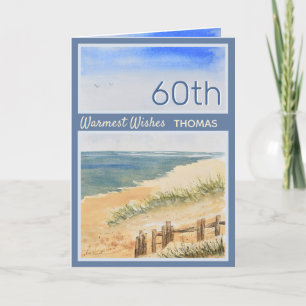 Cartão Personalized Seashore Beach 60th Birthday Card