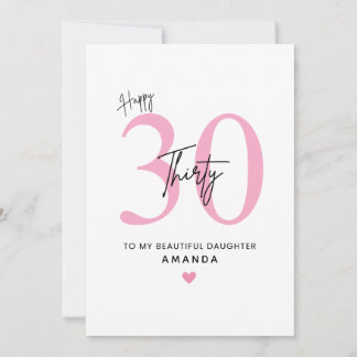 Cartão Personalized Simple Daughter 30th Birthday Card