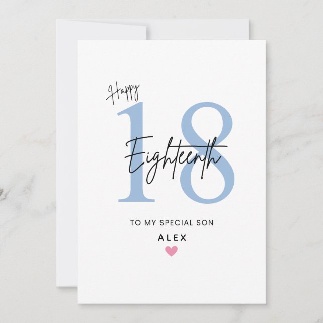 Cartão Personalized Simple Son 18th Birthday Card (Frente)