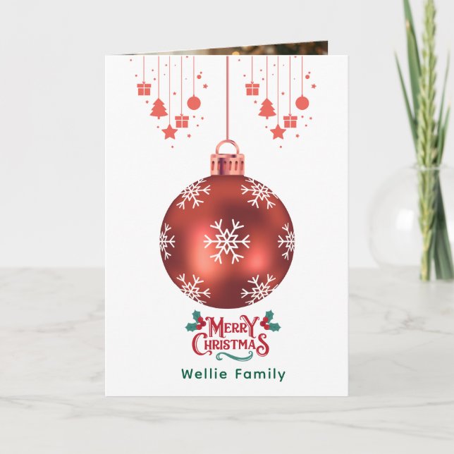 Cartão Personalized Snowflake Ornament  Christmas Card (Frente)