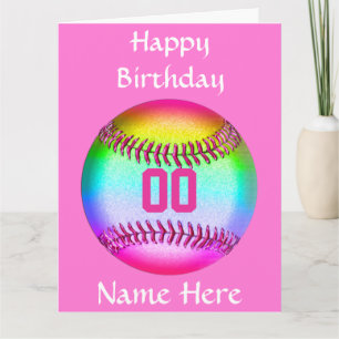 Cartão PERSONALIZED Softball Birthday Card, Name, Number