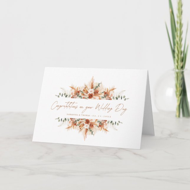 Cartão Personalized Wedding Congratulations Terracotta  (Frente)