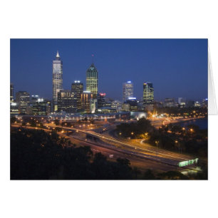 Cartão Perth, Austrália. Vista do centro de Perth a parti