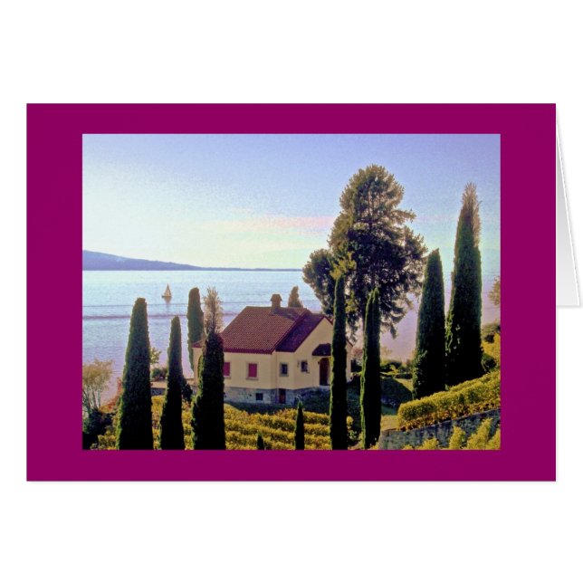 Cartão perto de St. Saphorin, Lavaux, suiça (Frente horizontal)