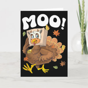 Cartão Peru Funny Moo Dia de Ação de Graças Peru Fofo Vac
