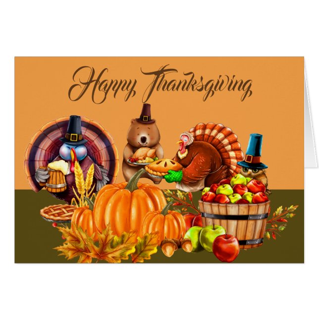 Cartão Perus e recompensa da acção de graças do urso (Frente Horizontal)