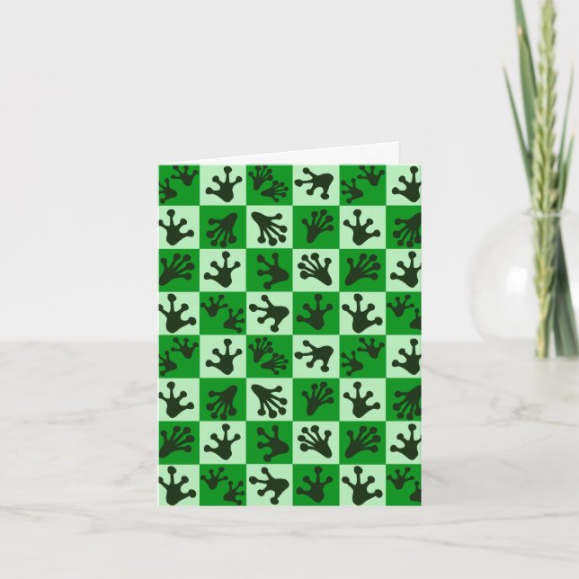 Cartão Pés de Rã Verde Pegadas de Animais Caprichosos (Frente)