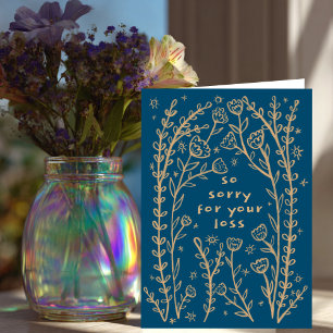 Cartão Pêsames Desenho Floral de Flor Silvestre Esboço Ra