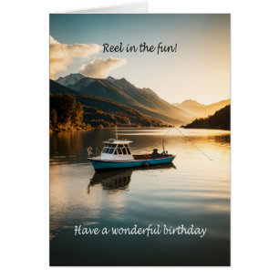 Cartão Pesca a partir de um Aniversário de Barcos