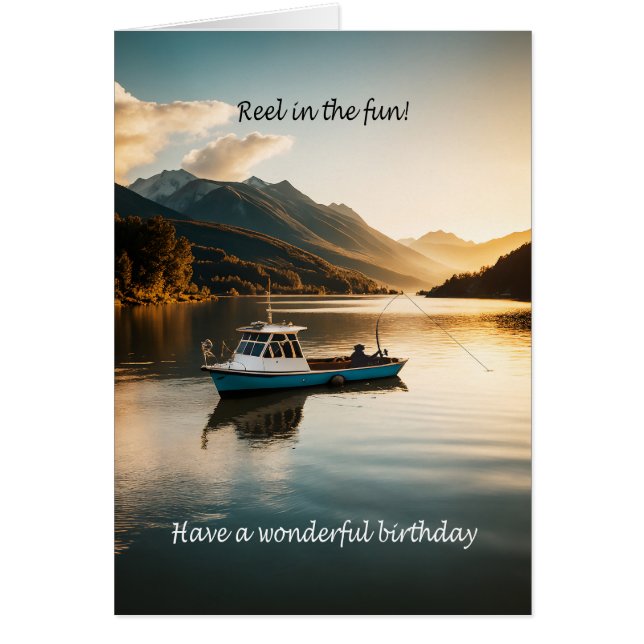 Cartão Pesca a partir de um Aniversário de Barcos (Frente)