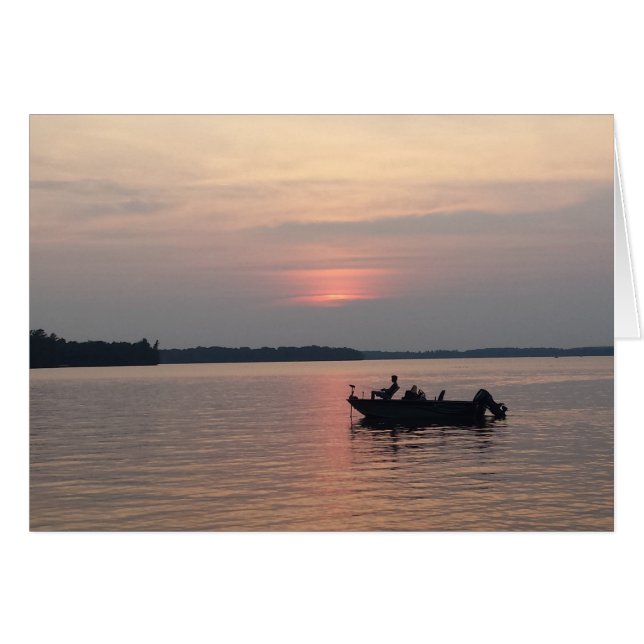 Cartão Pesca ao Sol no lago (Frente Horizontal)