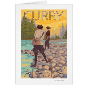 Cartão Pesca com mosca das mulheres - caril, Alaska