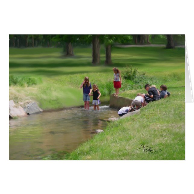 Cartão Pesca de girinos (Frente Horizontal)