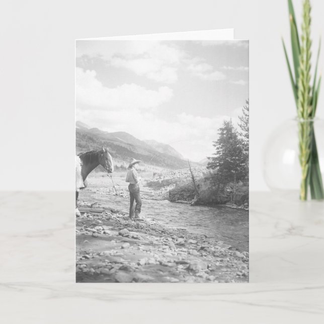 Cartão Pesca de mosca do menino (Frente)