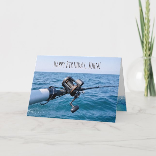 Cartão Pesca de rolo sobre o aniversário da água (Frente)