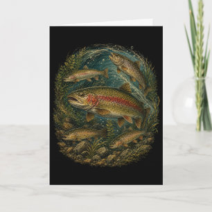 Cartão Pesca de Truta Vintage Pesca de Truta Pesca com Mo
