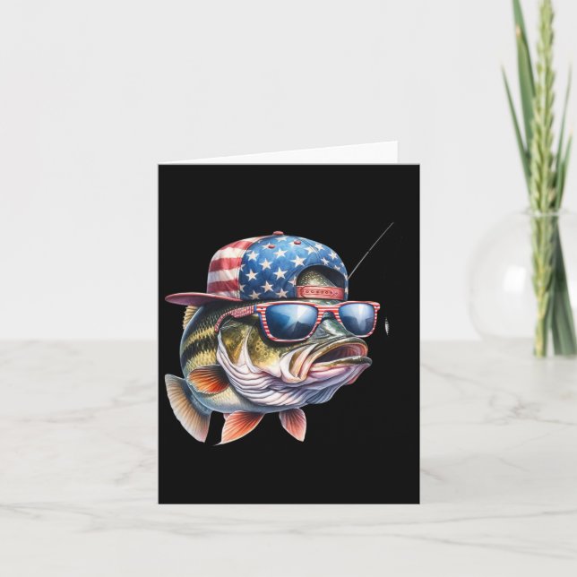 Cartão Pesca Engraçada E Pescador Presente Pavilhão Ameri (Frente)