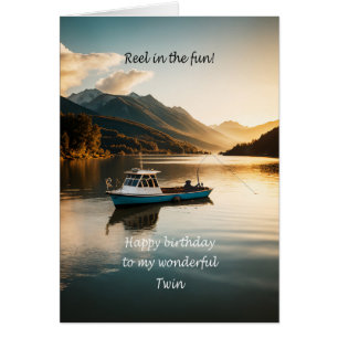 Cartão Pesca gêmea a partir de um aniversário de barco