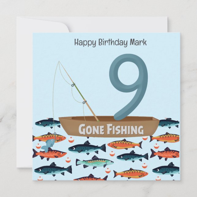 Cartão Pesca no 9º aniversário (Frente)