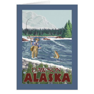 Cartão Pescador da mosca - Dawson, Alaska