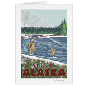 Cartão Pescador da mosca - Yukon, Alaska