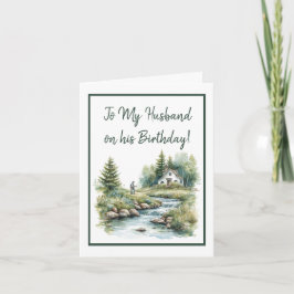 Cartão Pescador de Aquarelas por Stream Birthday Card