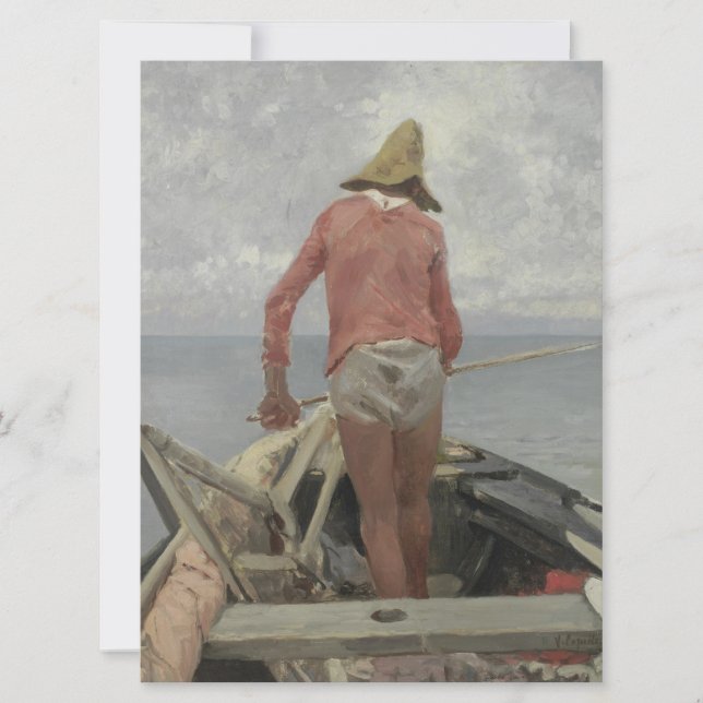 Cartão Pescador em seu barco (por Vincenzo Caprile) (Frente)