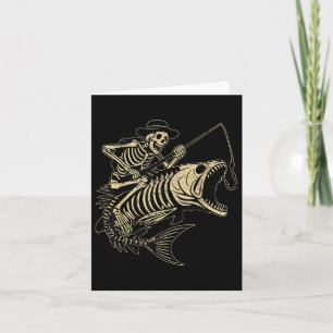 Cartão Pescador Halloween B Peixe Skeletrização Pesca