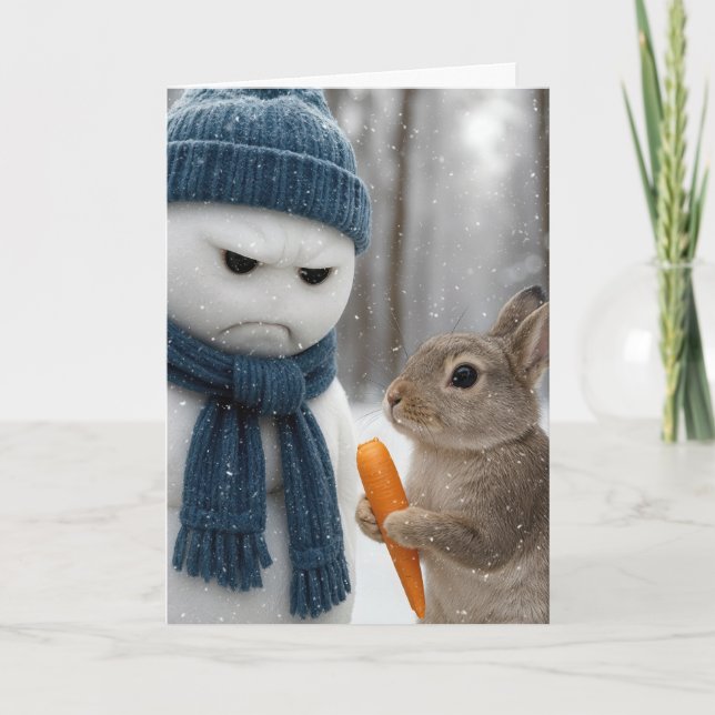 Cartão Pessego de Natal com um Coelho (Frente)
