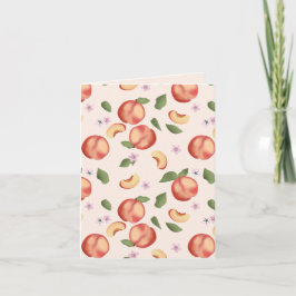Cartão Pêssegos e Blossomas de Aquarela Botânica