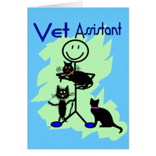 Cartão Pessoa assistente da vara do veterinário com gato