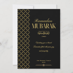 Cartão Pessoal de Ramadan Mubarak Preto e Dourado