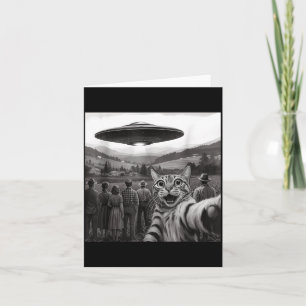 Cartão Pessoas de selfie de gato assistindo um gato engra